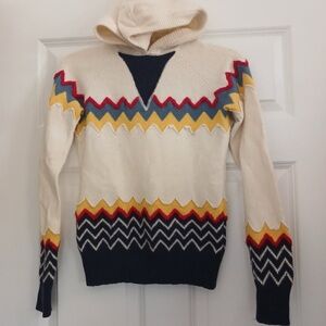 ✨🆕Rare L.A.M.B Gwen Stefani Zig Zag Cashmere Angora Wool Sweater Hoodie Sz M✨